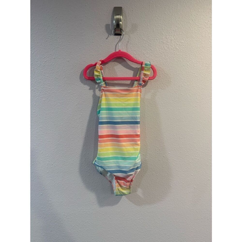 Cat & Jack Rainbow Stripe One-Piece Swimsuit Sz M (7/8)
